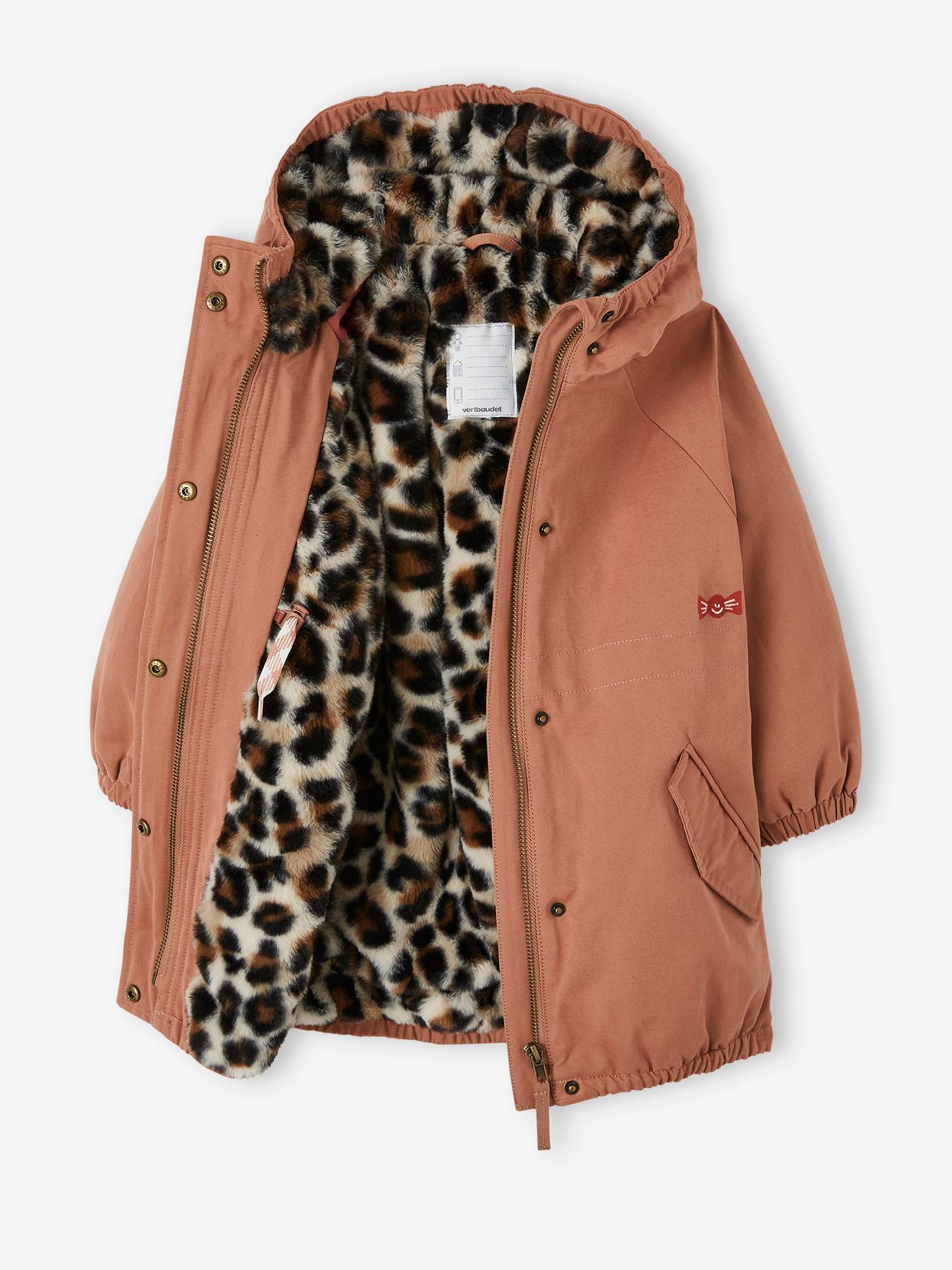Vertbaudet Mädchen Winterjacke mit Kapuze, Wattierung Recycling-Polyester - altrosa