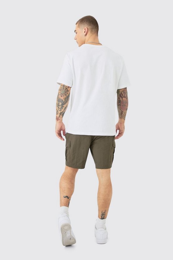 Slim-Fit Cargo-Shorts mit elastischem Bund