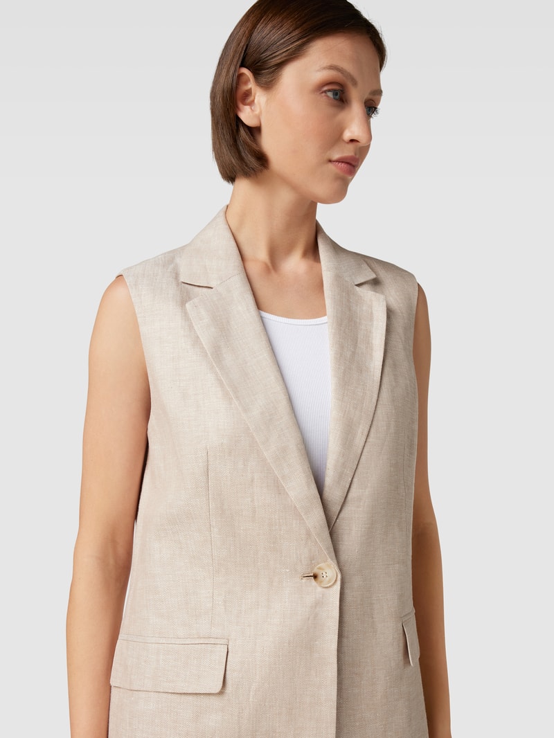 Weste aus Leinen mit Pattentaschen in beige meliert