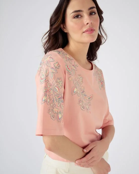 Tee-shirt imprimé placé floral