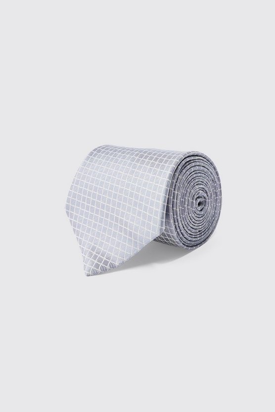 Slim Satin Tie In Light Grey