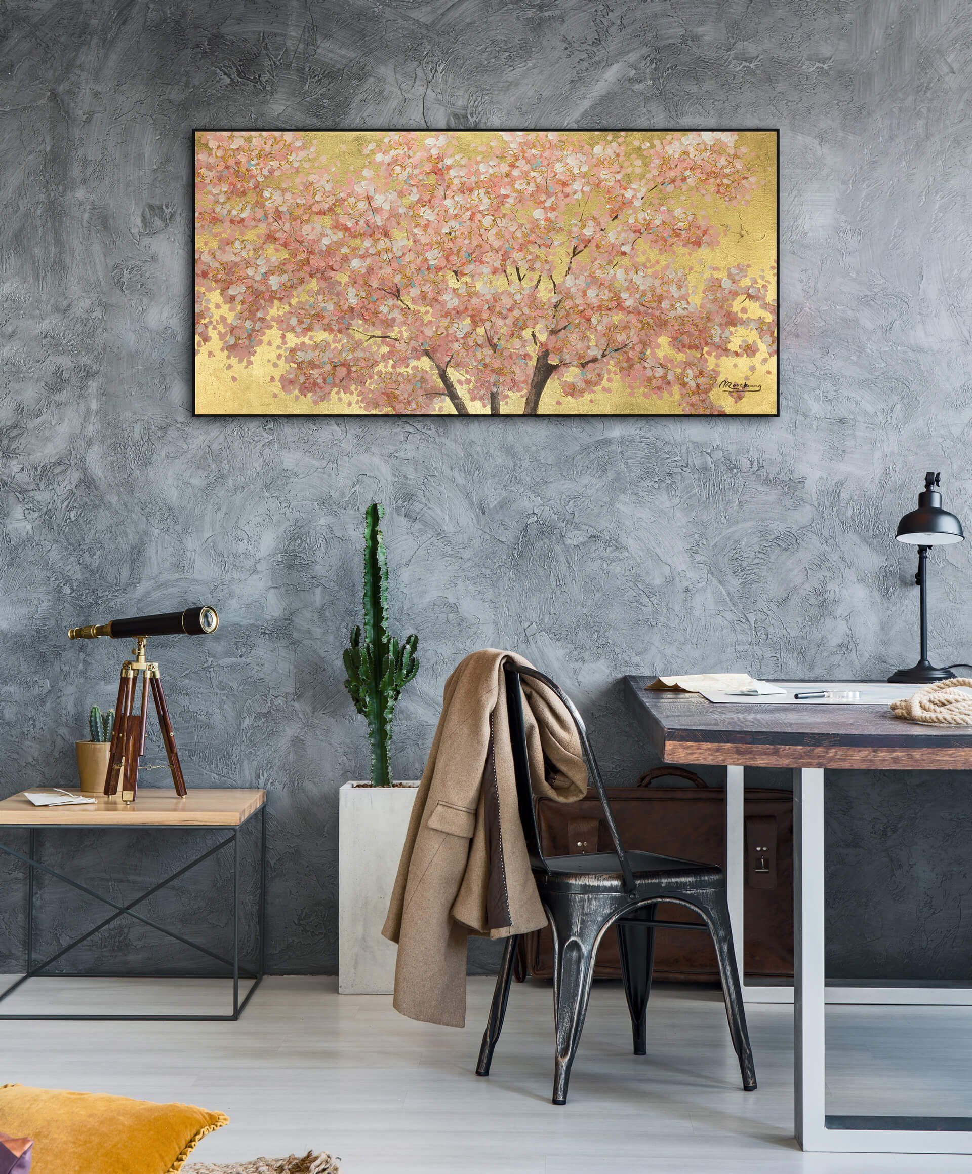 KUNSTLOFT Gemälde Erster Blumenduft 120x60 cm, Leinwandbild 100% HANDGEMALT Wandbild Wohnzimmer