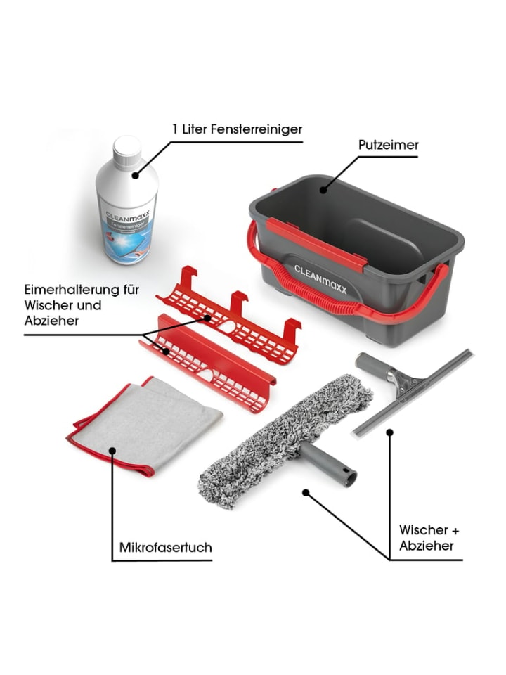 CLEANmaxx CLEANmaxx Fensterreiniger - 7-tlg. - grau/rot günstig kaufen onesize