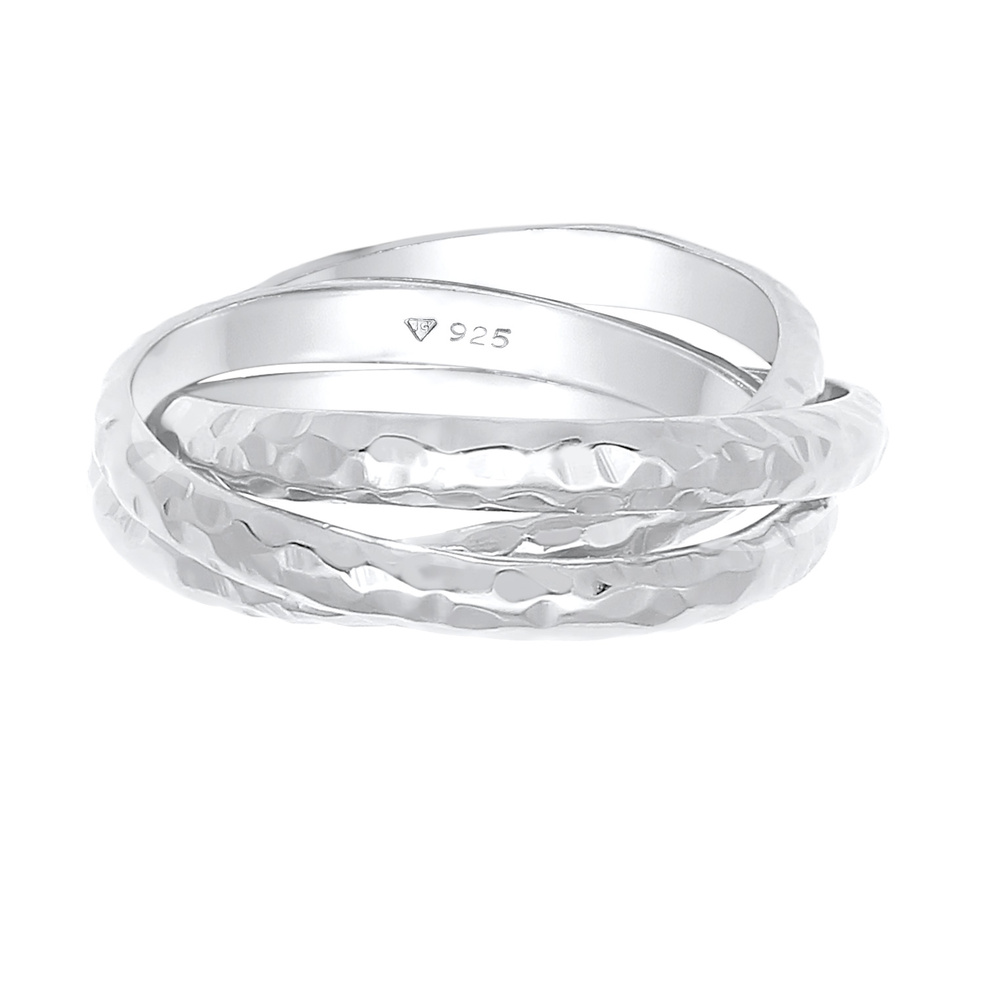 Elli Elli Bague Basic Wickelring Klassik Gehämmert 925 Silber Bague