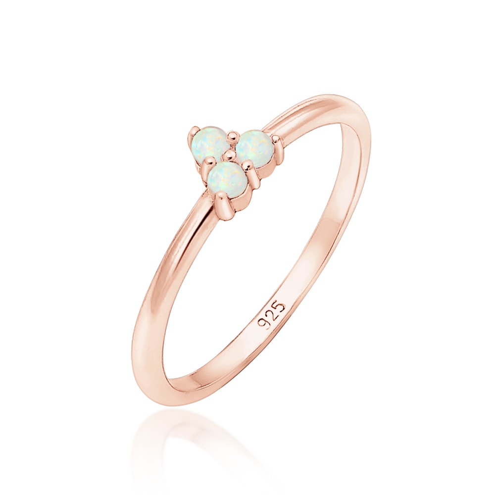 Elli Elli Bague Cercle Géo Tendance Opale 925 Argent Bague