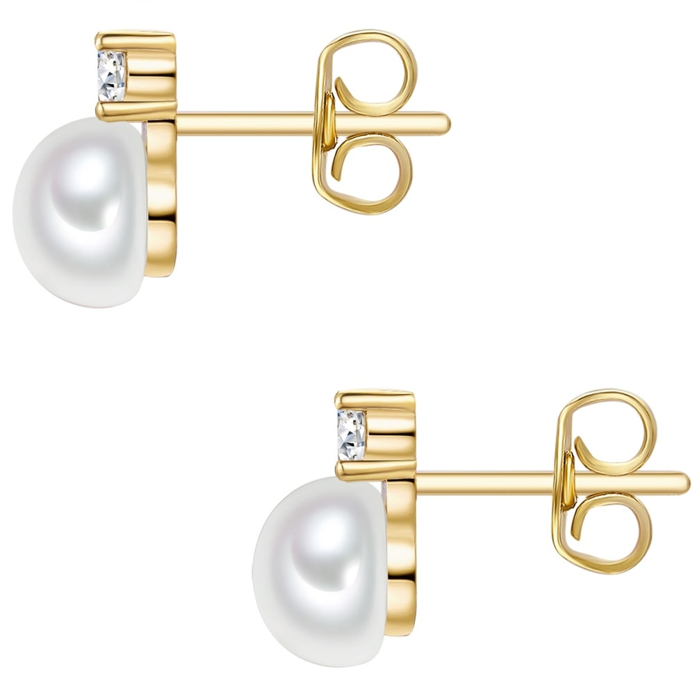 Trilani Puces d'oreilles en argent Argent sterling Oxyde de zirconium (CZ) Perle de cultu Boucles d'oreilles