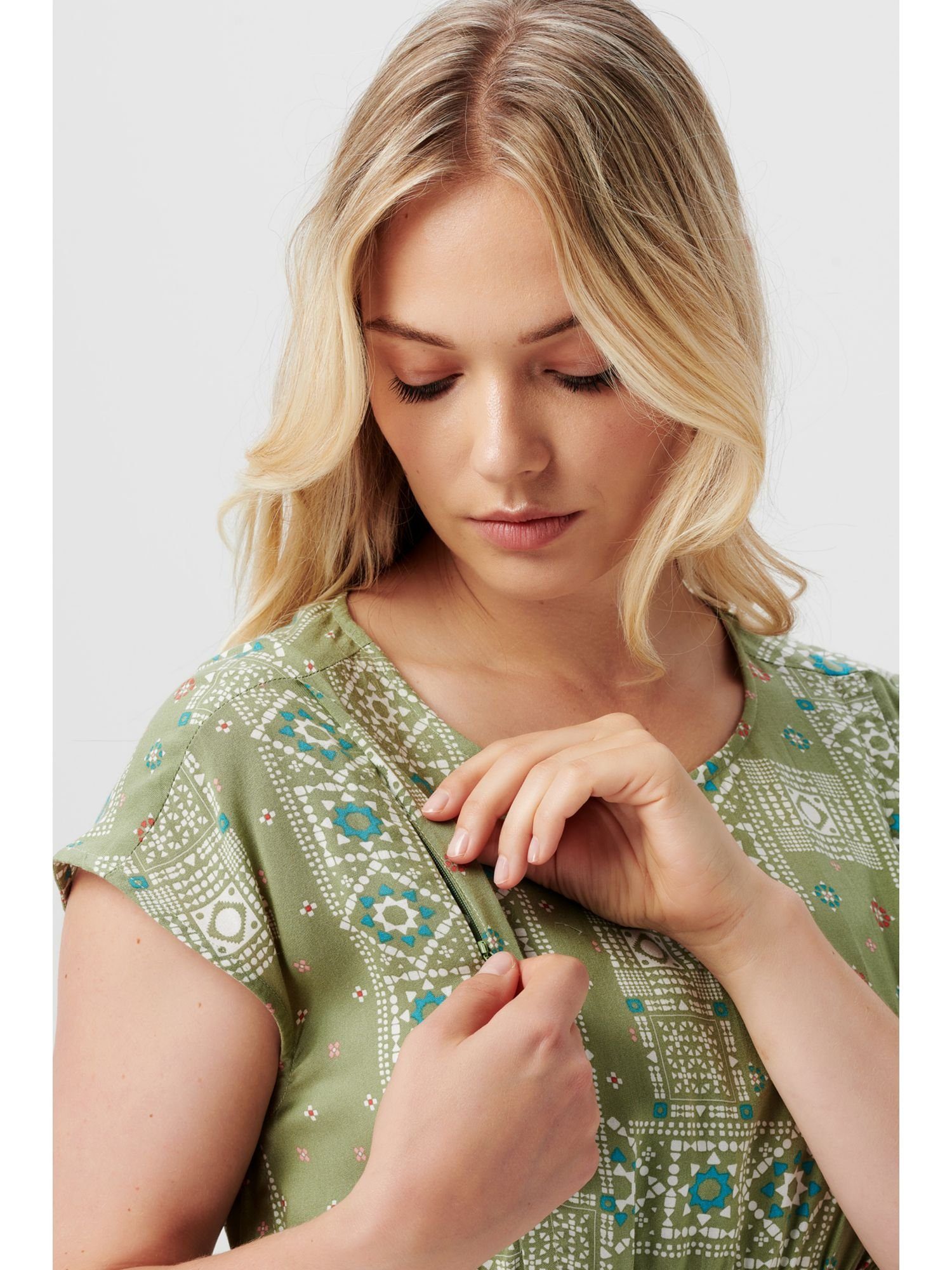 ESPRIT maternity Umstandsbluse Bedruckte Kurzarmbluse mit Stillfunktion