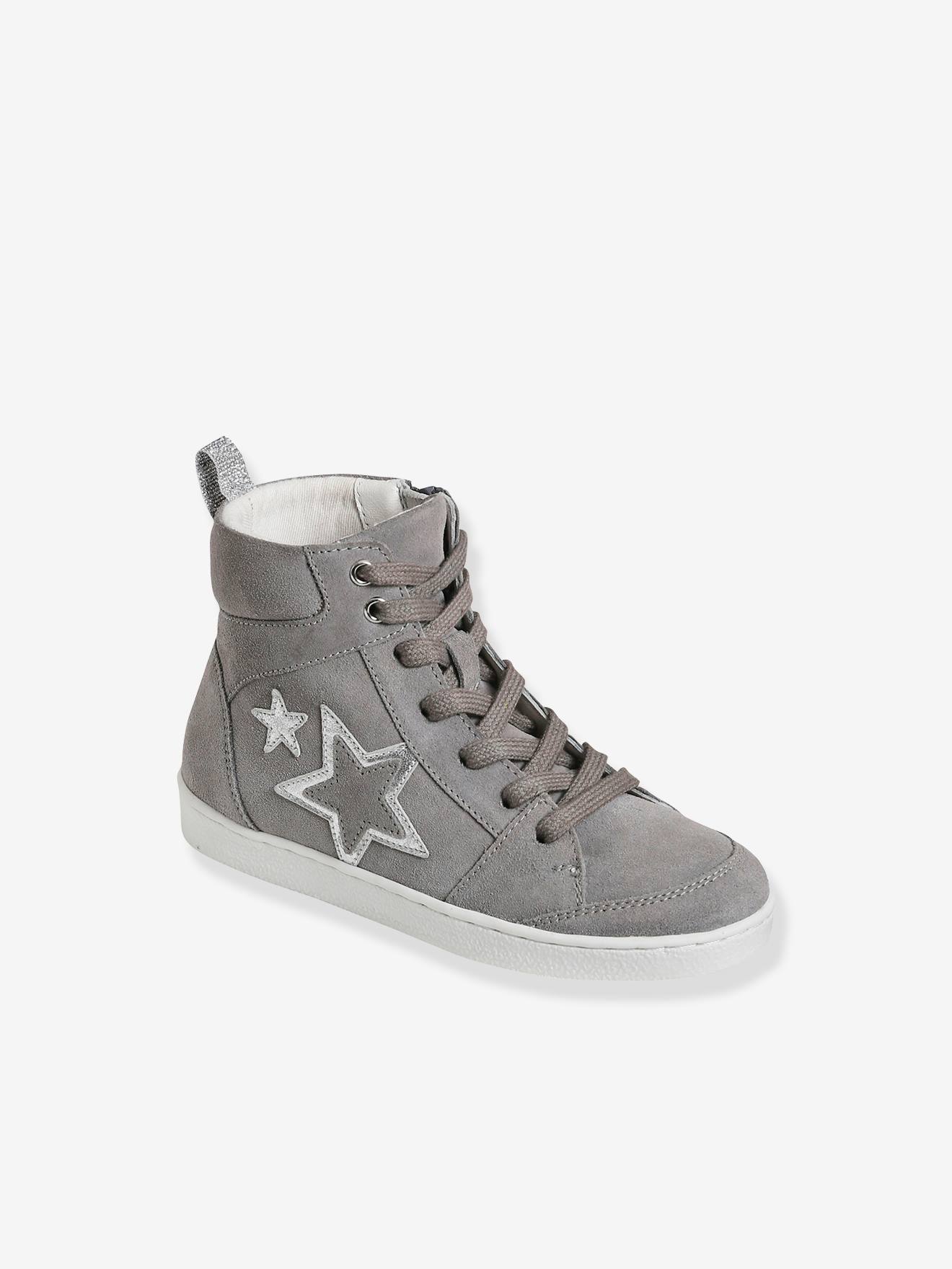 Vertbaudet Mädchen High-Sneakers mit Reißverschluss, Sterne - marine