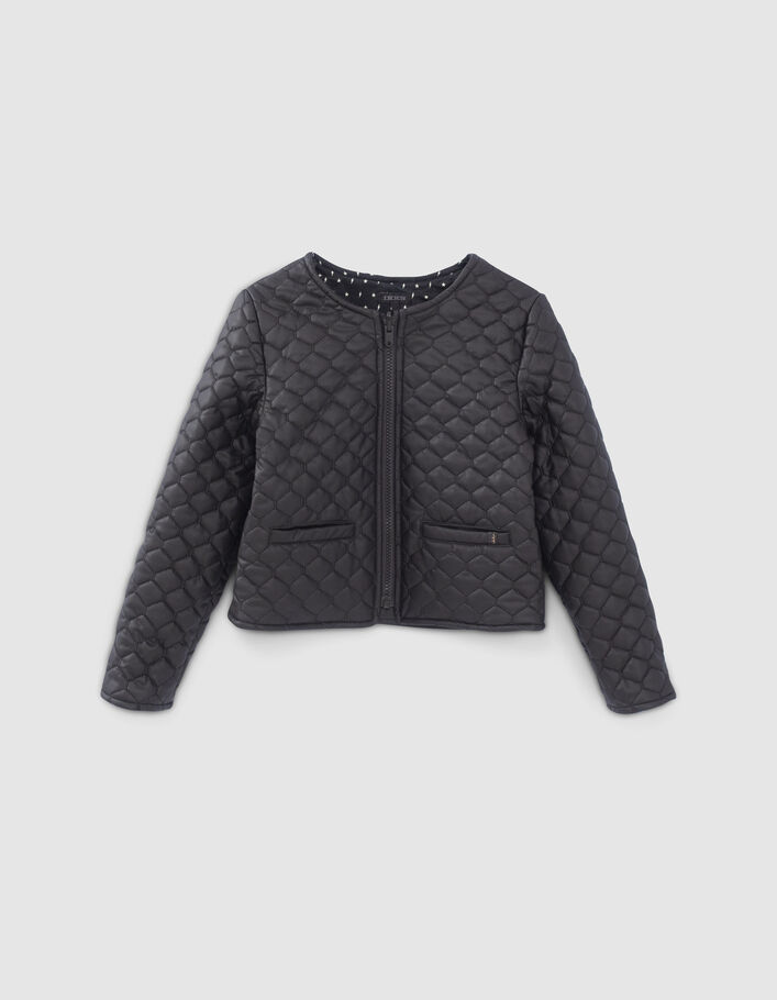Parka 2-en-1 noire pailletée et veste matelassée fille