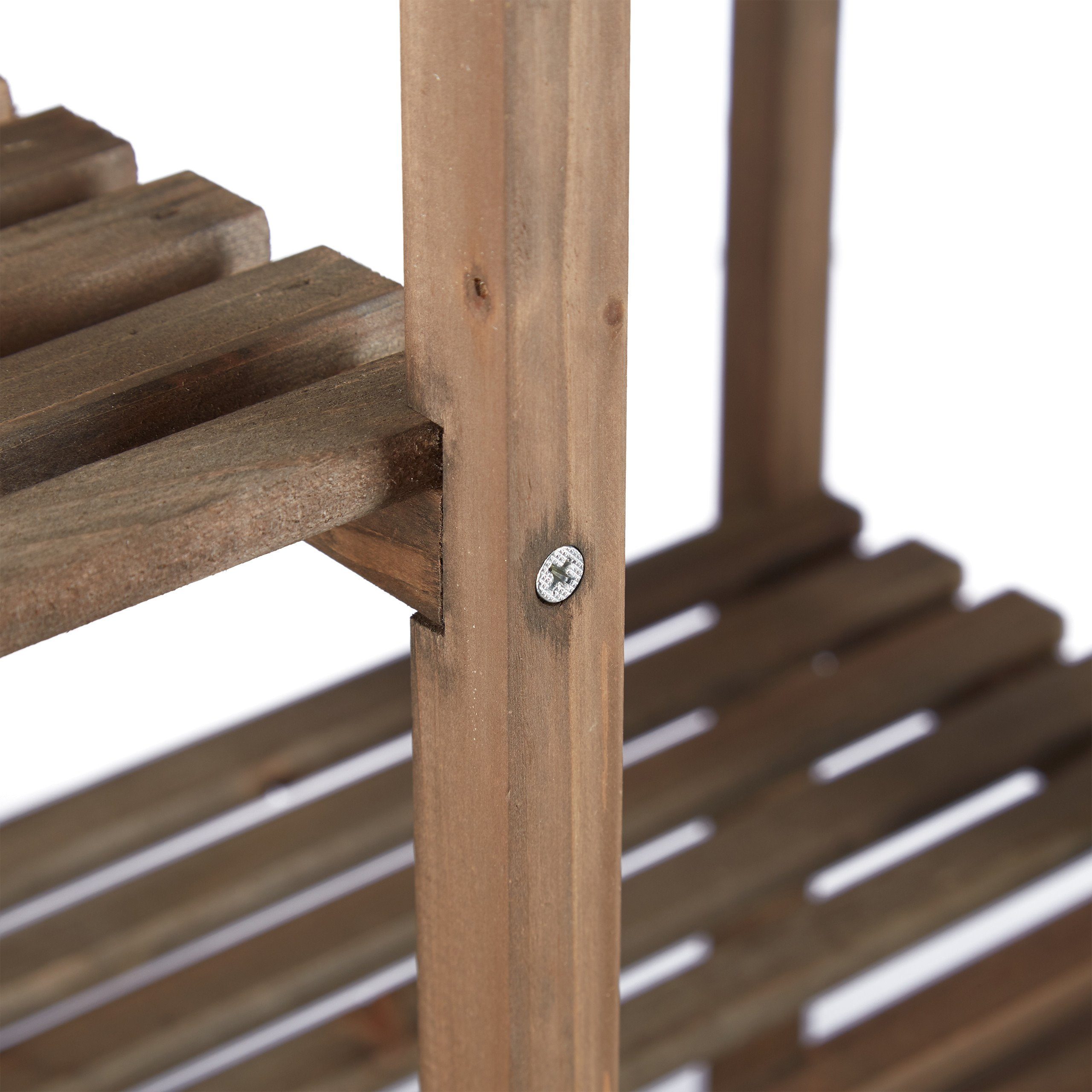 relaxdays Blumenständer Braunes Blumenregal aus Holz, M