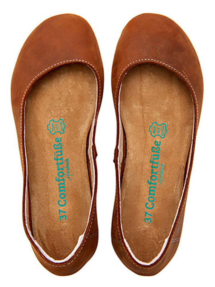 Comfortfusse Leder-Ballerinas in Braun günstig kaufen