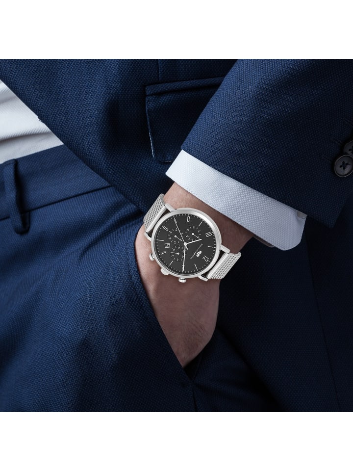 Rhodenwald & Söhne Herren Chronograph silber Edelstahl silber in silber günstig kaufen 21,5 cm