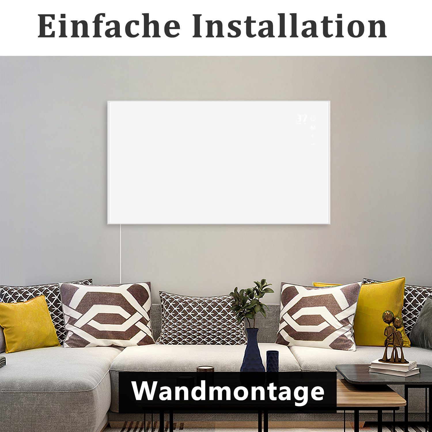 ZMH Infrarotheizung mit Fernbedienung zur Energieeinsparung Schlafzimmer, OHNE WIFI