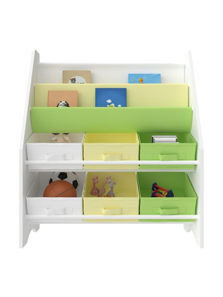 en.casa Kinderregal Ponteceso in Gelb Grün (H)74cm (B)62cm (T)26.5cm günstig kaufen onesize