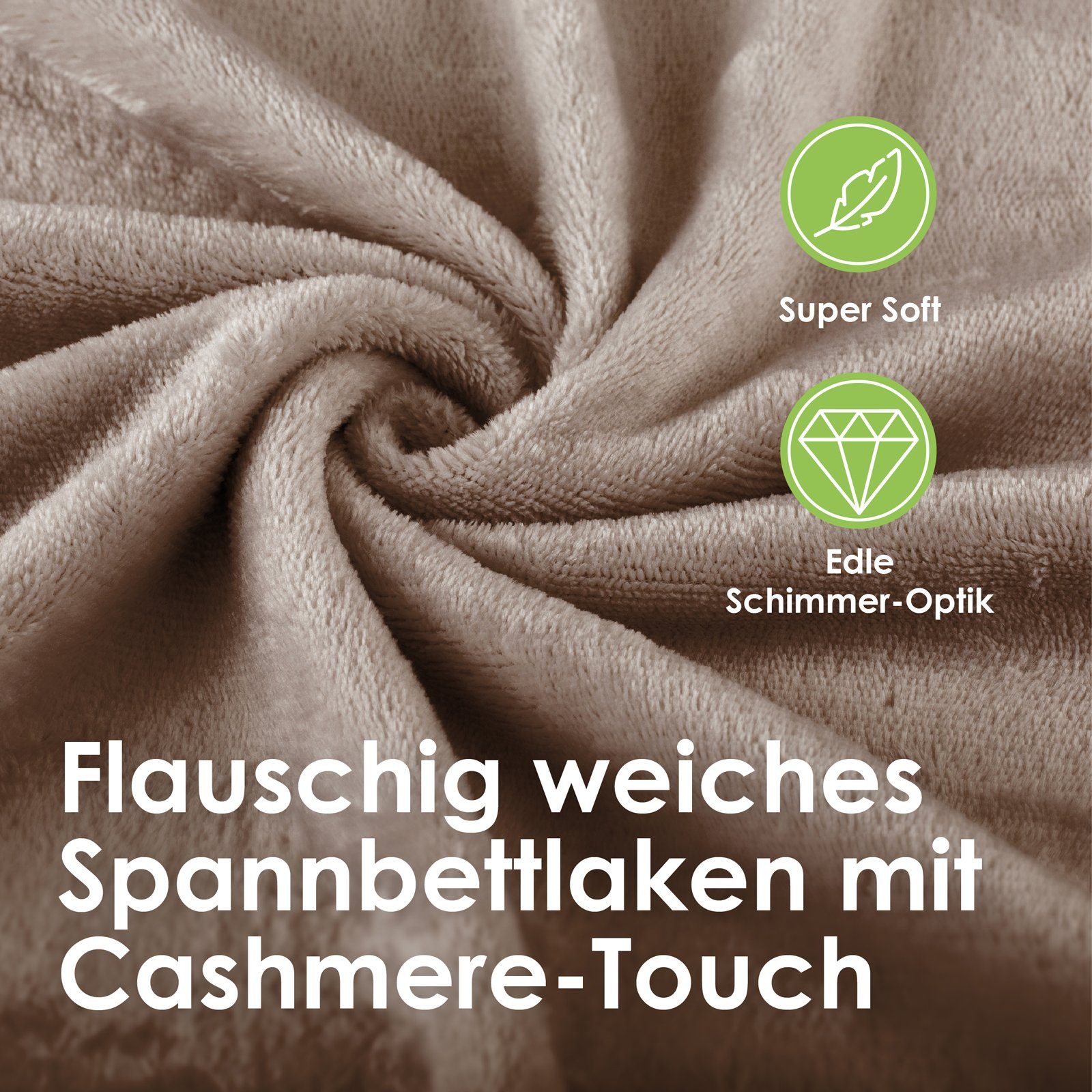 Spannbettlaken Cashmere Touch Spannbetttuch Super Soft Bettlaken, heimtexland, Microfaser, Gummizug: rundum, kuschelig weich I Rundum-Gummizug I Matratzenhöhe bis 25 cm I