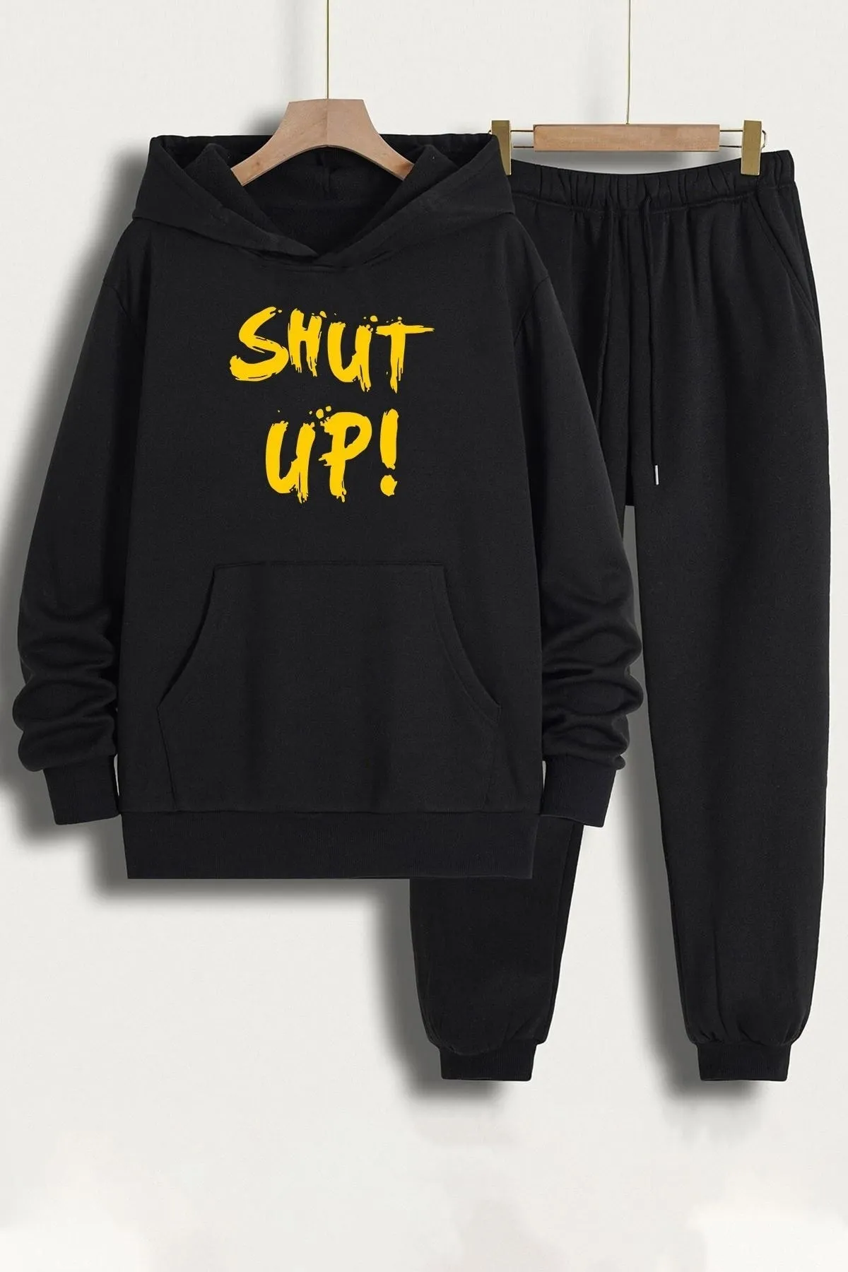 uyguntarz  Bedrucktes Unisex-Trainingsanzug-Set „Shut Up“.