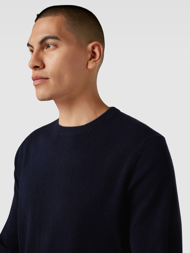 Strickpullover aus Kaschmir mit Rundhalsausschnitt in marineblau
