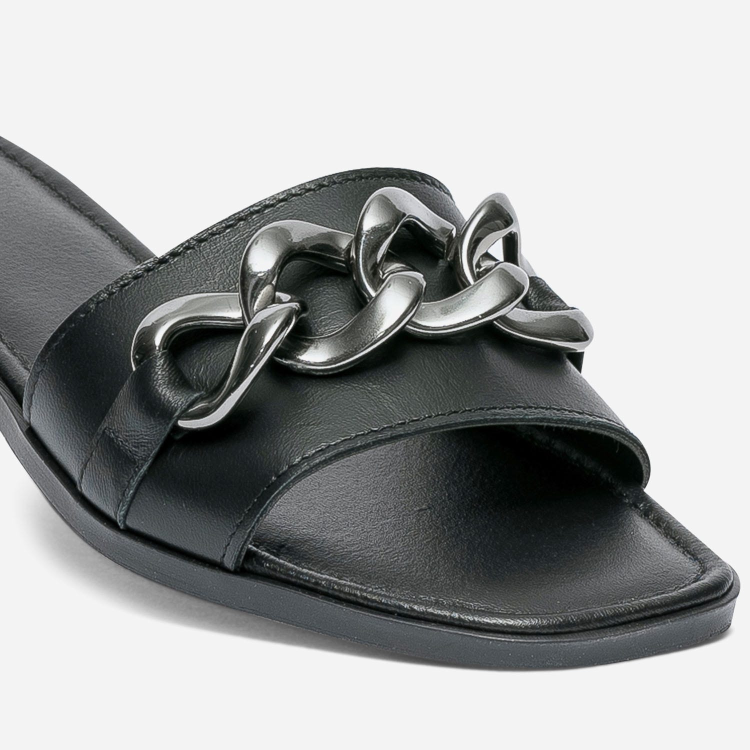 Mule TEXTO noire en cuir à maxi chaîne