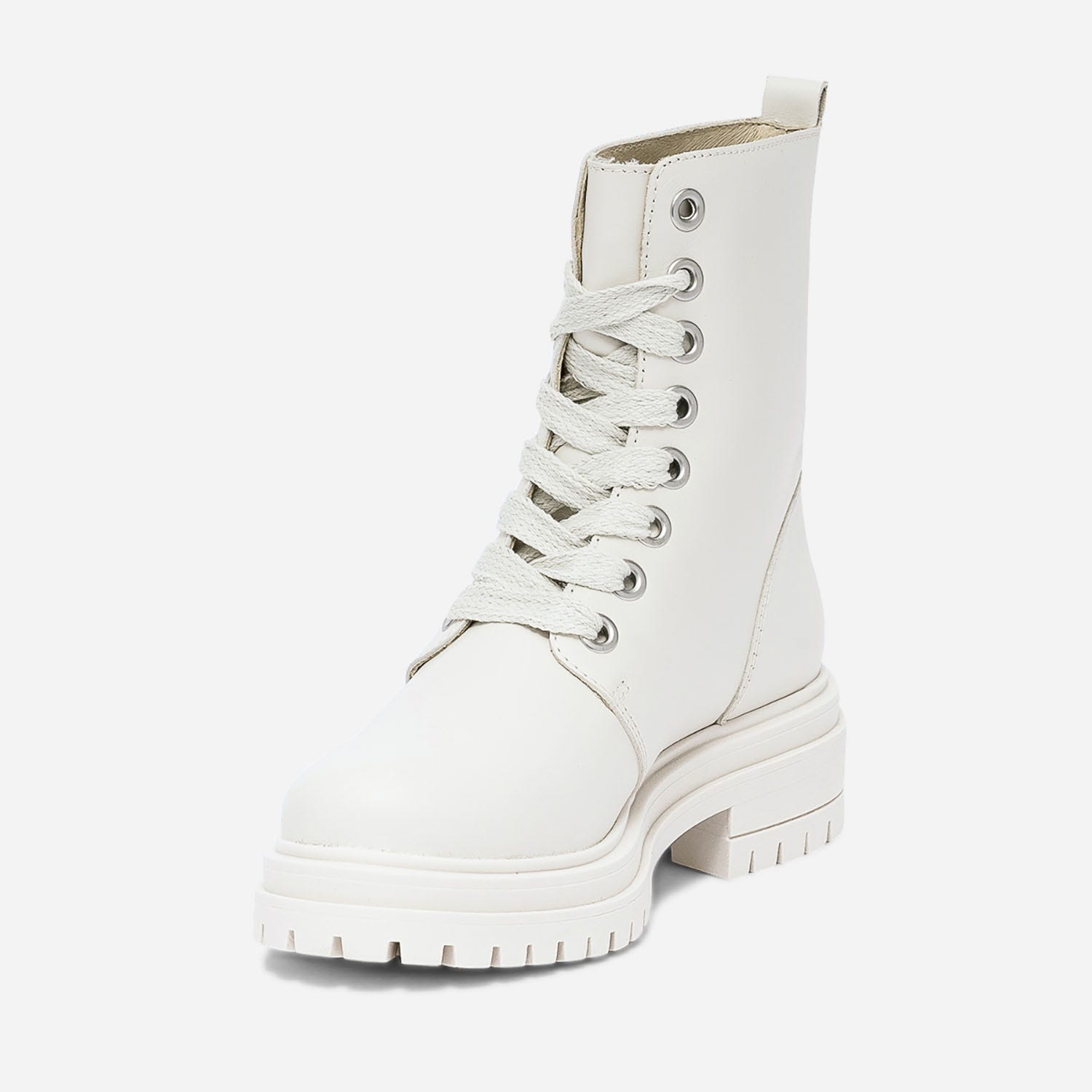 Boots TEXTO écru en cuir à semelle crantée