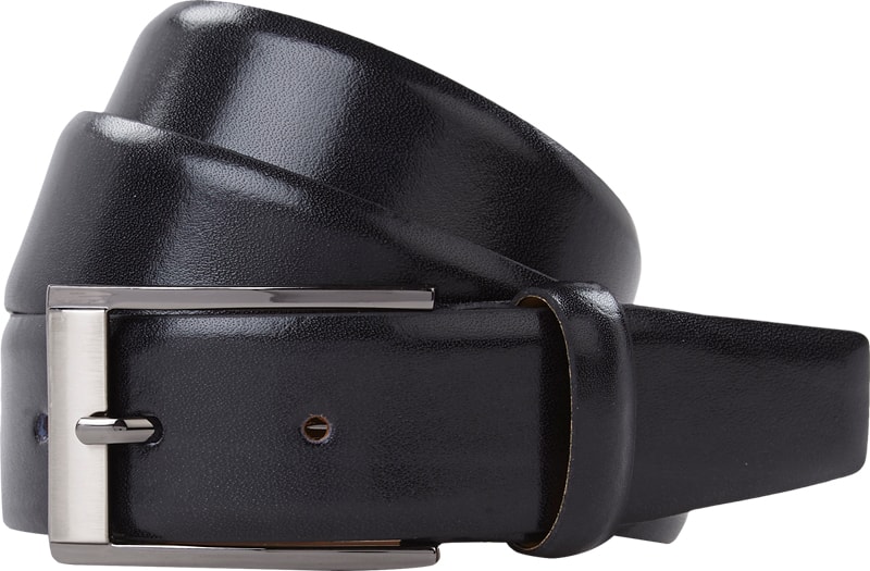Ledergürtel mit Dornschließe in Chrom-Optik in schwarz