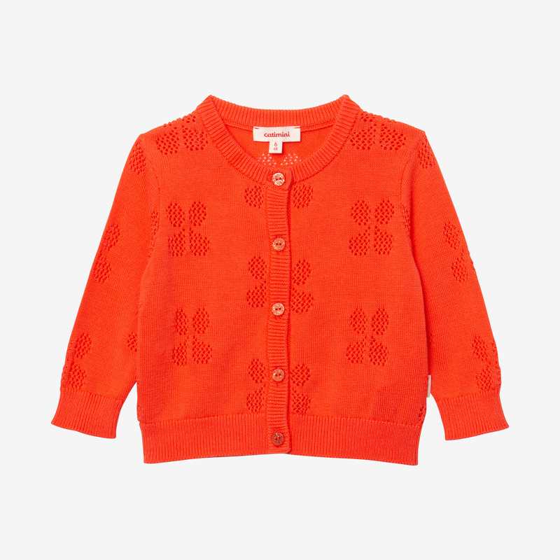 Cardigan bébé fille ajouré orange Catimini