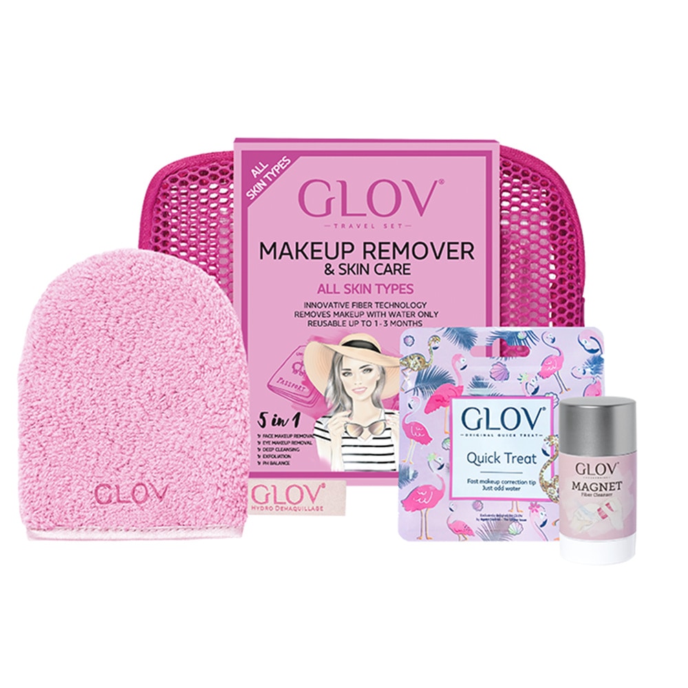 glov Travel Set Pink (with On The Go) Kit démaquillant Travel Set All Skin Types