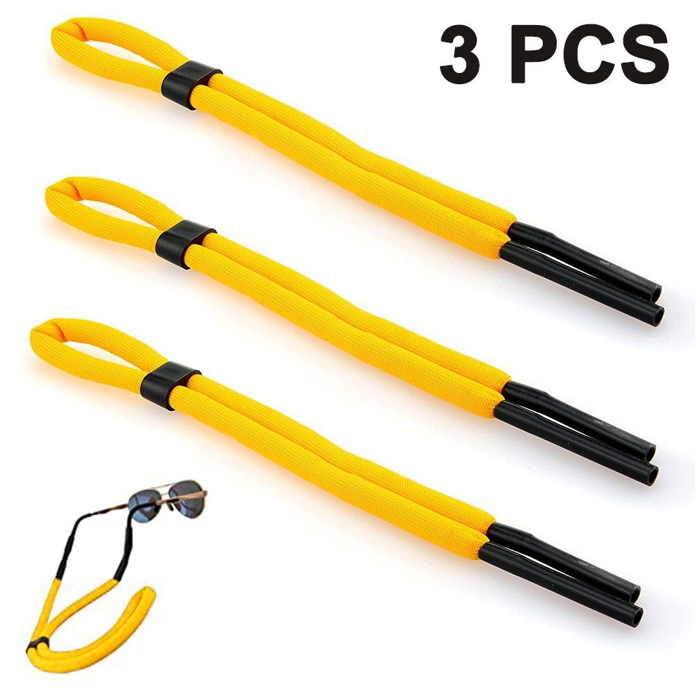 Devenirriche Brillenband 3PCS Schwimmfähiges Brillenband–Sportbrillenbänder Wassersport Gelb