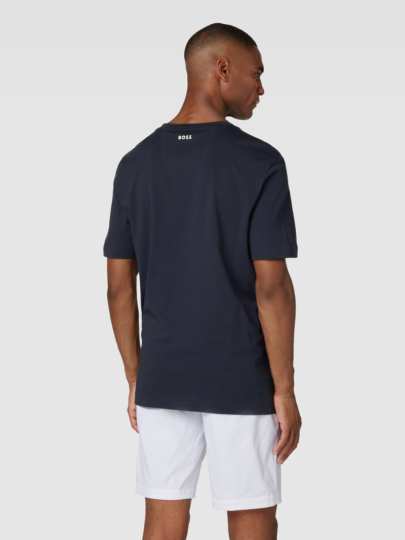T-Shirt mit Label-Print in dunkelblau