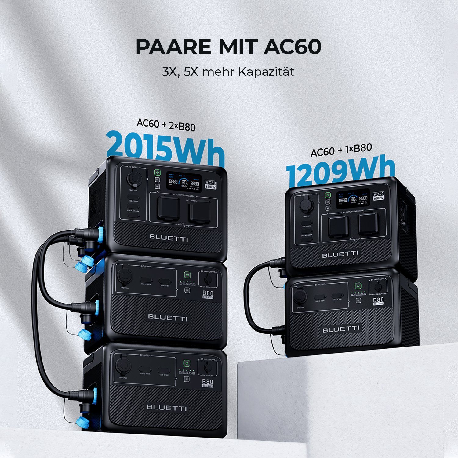 BLUETTI Stromerzeuger BLUETTI B80/P 806Wh Solarbatterie für BLUETTI AC60 Stromzeuger, IP65 Wasserdicht