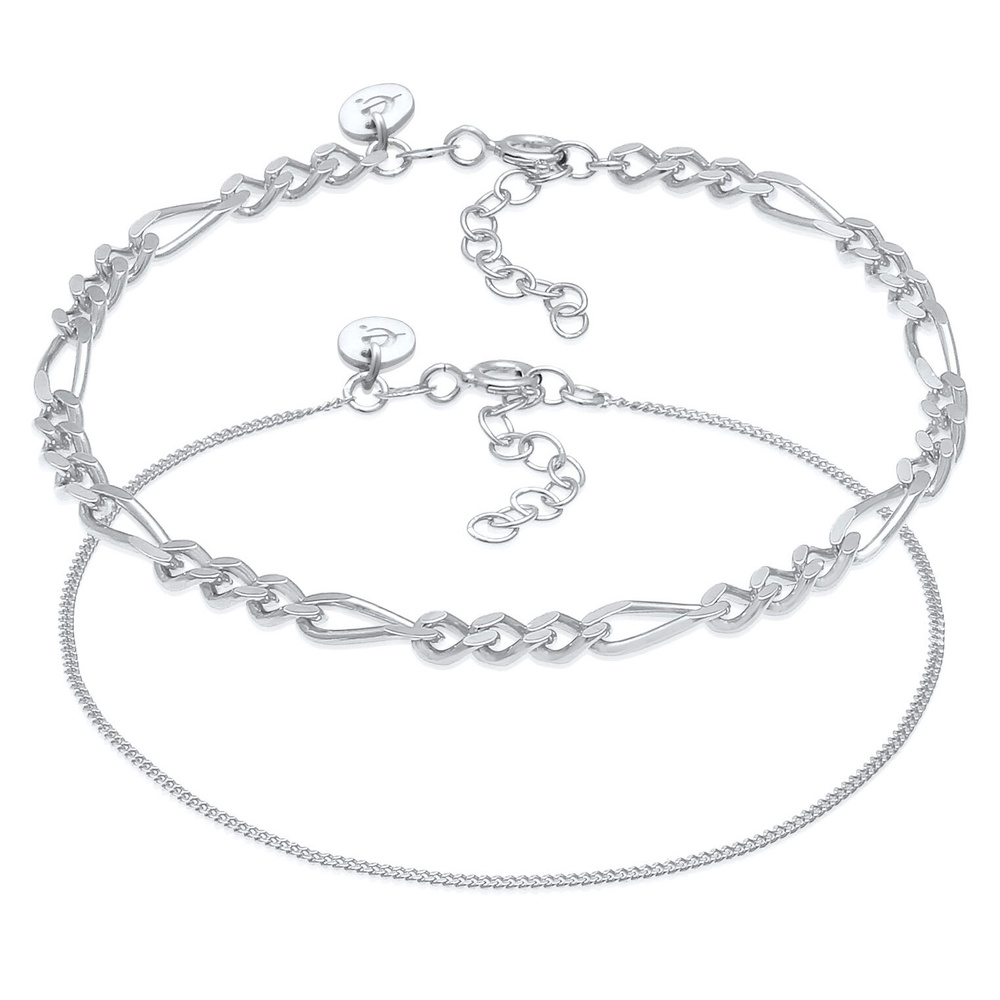 Elli PREMIUM Elli PREMIUM Bracelet Collier Figaro pour dames en chaîne de trottoir, ensemble d Bracelet