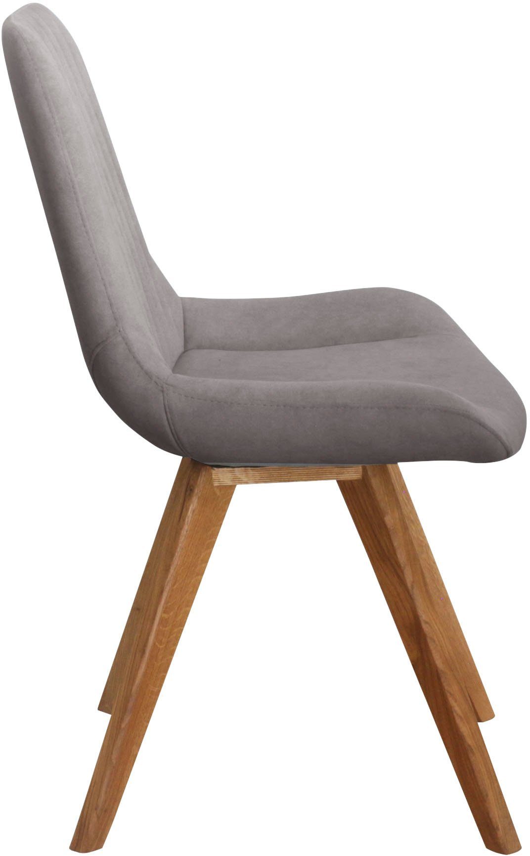 Home affaire Schalenstuhl Bratislava (Set, 2 St), Gestell Eiche massiv geölt, Easy Care-Stoff