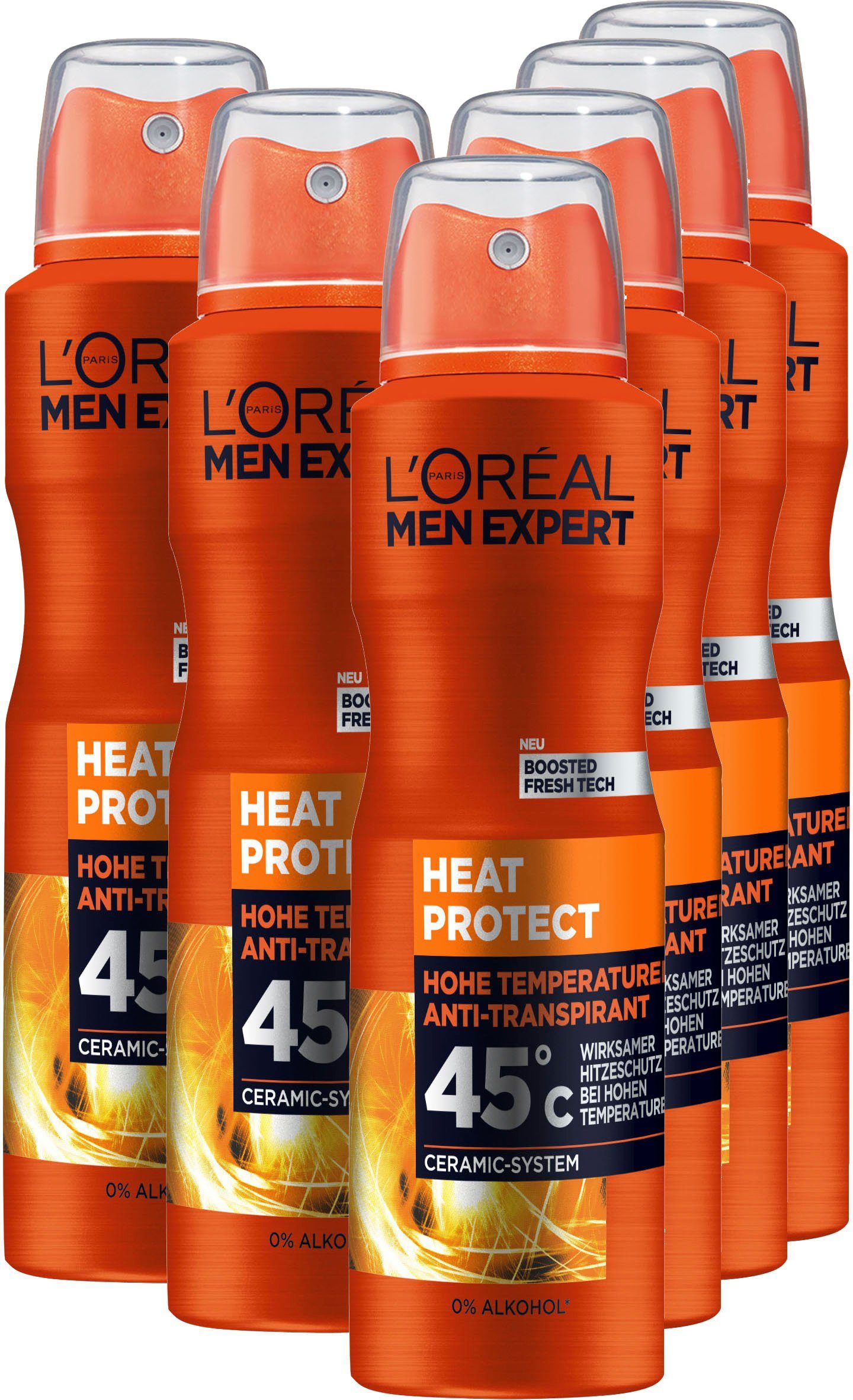 L'ORÉAL PARIS MEN EXPERT Deo-Spray Deo Spray Heat Protect 45°C, Packung, 6-tlg.