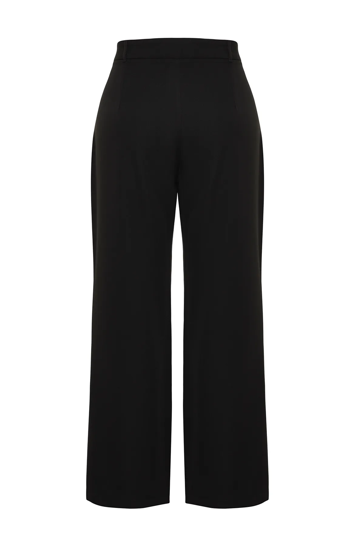 Trendyol Curve  Schwarze High Waist Wide Leg Plissee Webhose mit weitem Bein TBBSS24AR00019