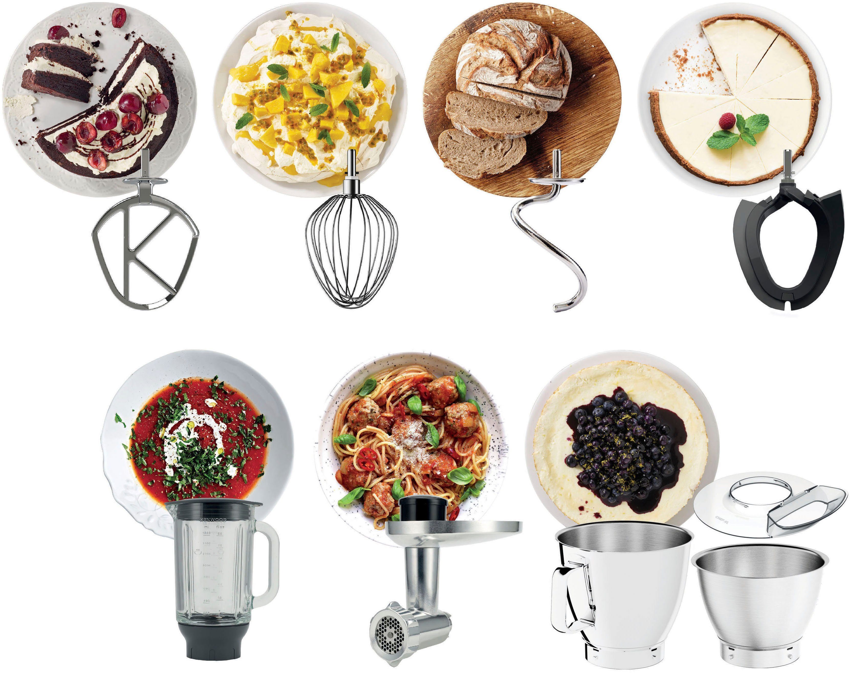 KENWOOD Küchenmaschine Titanium Chef Baker XL KVL85.224SI i, 1200 W, 7 l Schüssel, inkl. umfangreiches Zubehör, integrierter EasyWeigh Waage