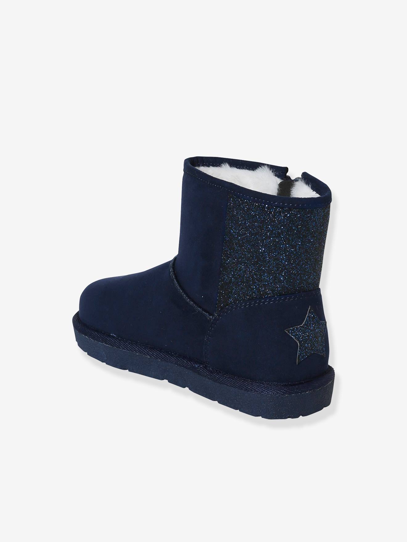 Mi-bottes fourrées fille bleu marine