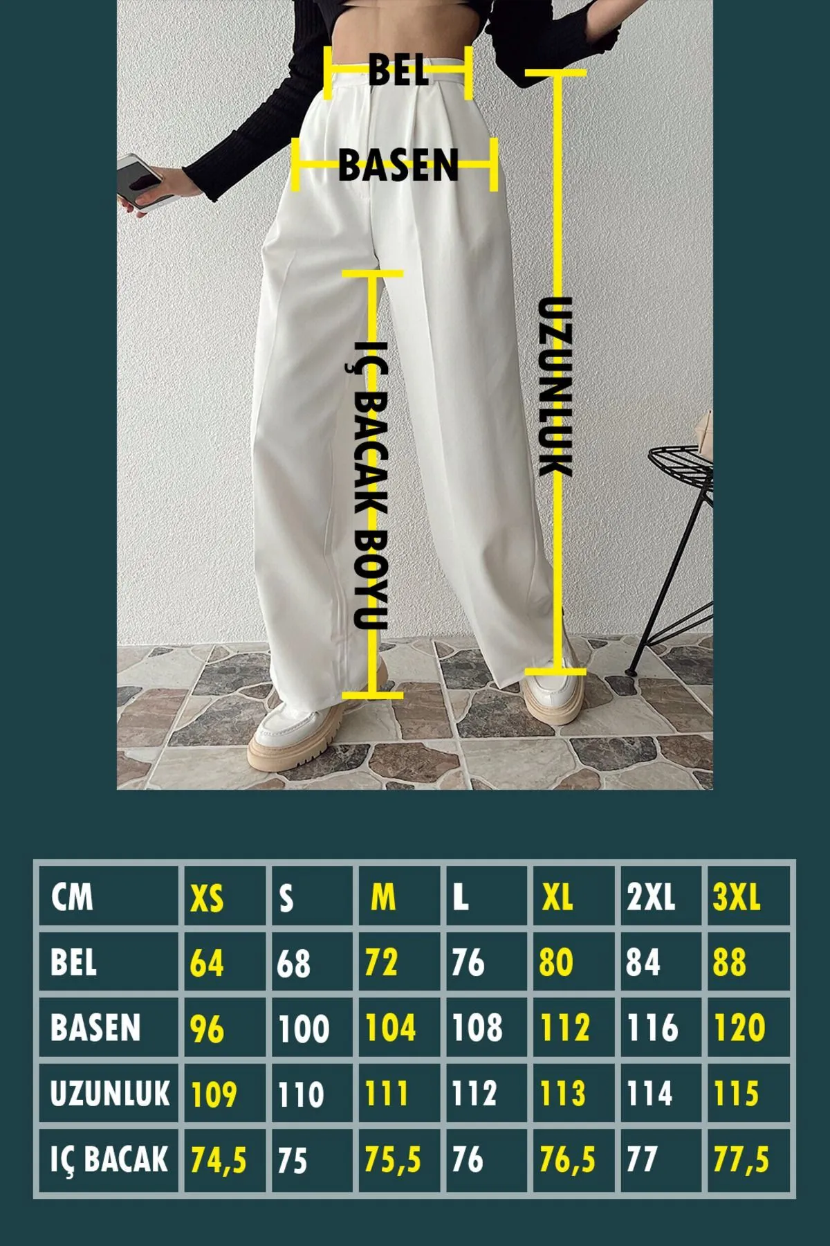 Chiklet  Palazzo-Hose mit weitem Bein und hoher Taille