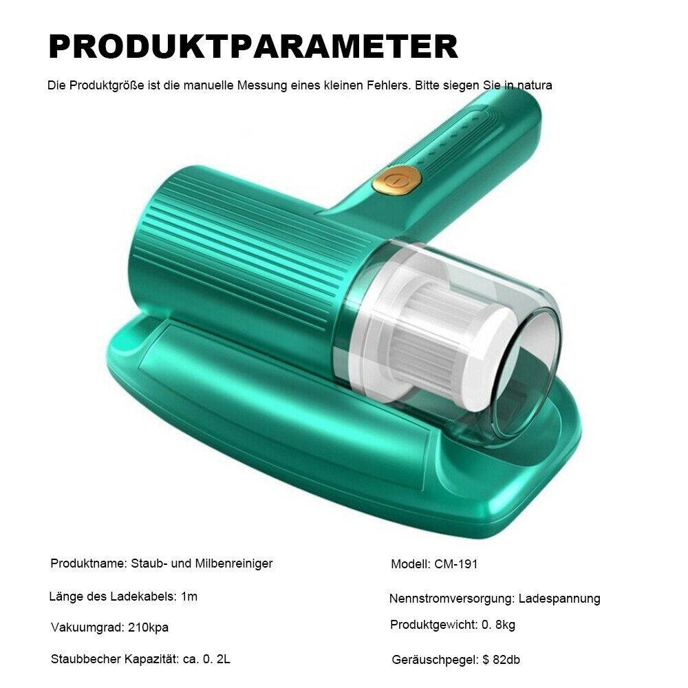 Yoyaxi Matratzenreinigungsgerät Kabelloser Staubsauger und Milbenentferner mit UV-C-Licht, - UV-C-Quarz-UV-Licht zur Abtötung von Milben und Bakterien