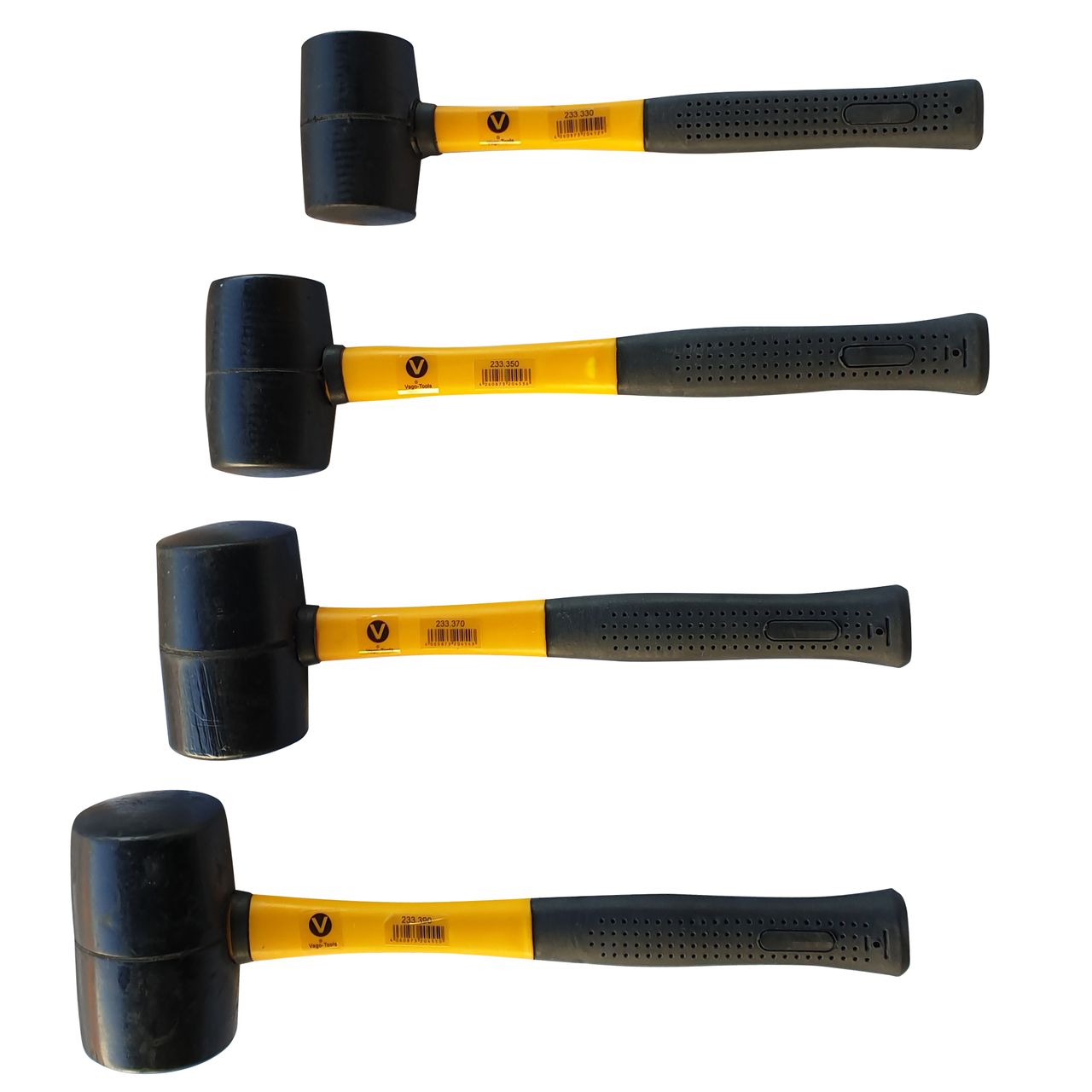 Vago-Tools 4 tlg Set Gummihammer 370 / 500 / 700 / 1200 g Hammer Ausbeulhammer