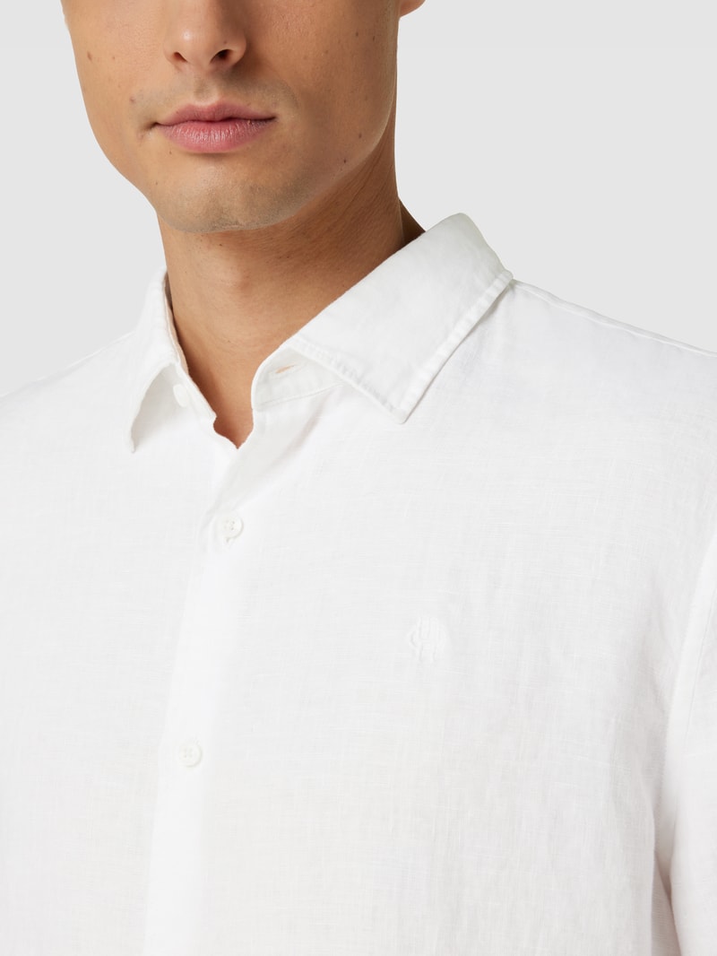 Freizeithemd mit Label-Stitching in weiß