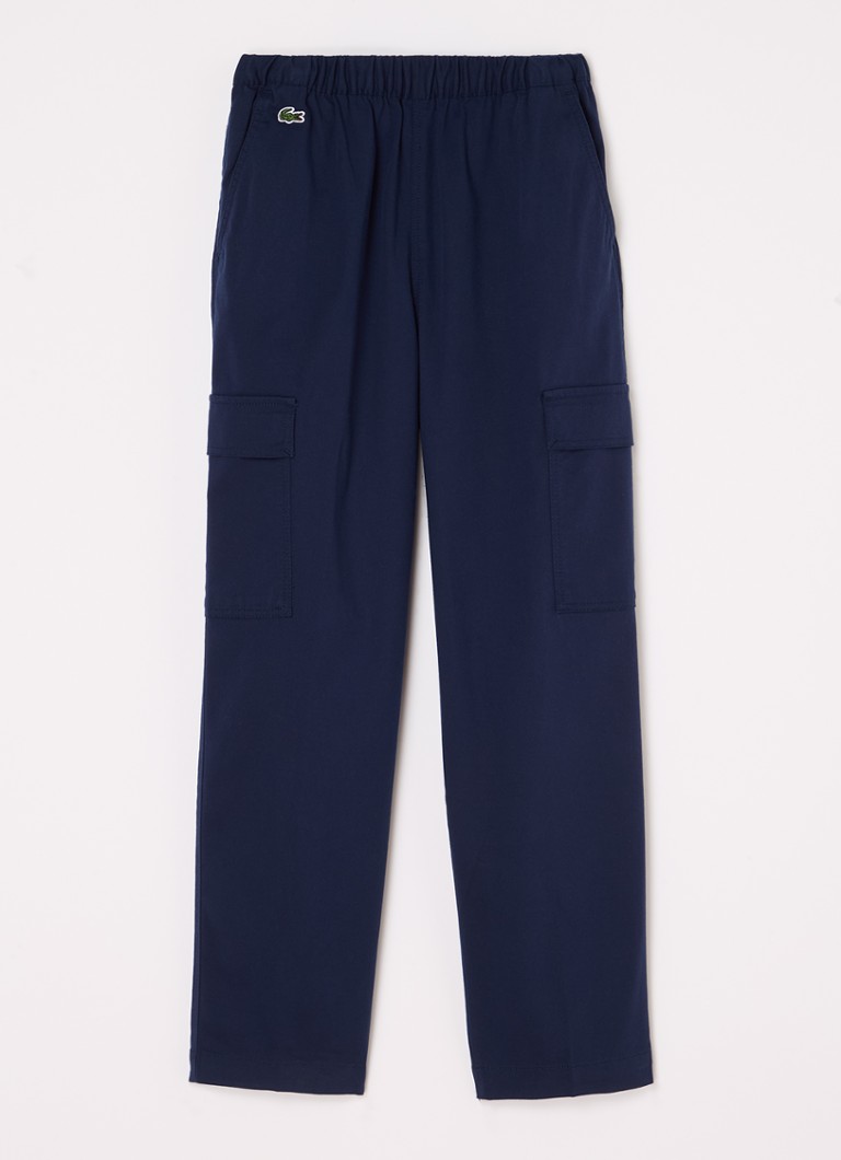 Pantaloni cargo Lacoste slim fit cu logo brodat