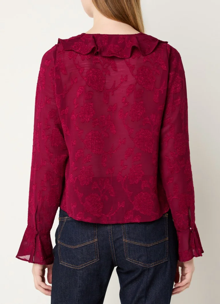 Neo Noir  Anika semi-transparante blouse met jacquard dessin