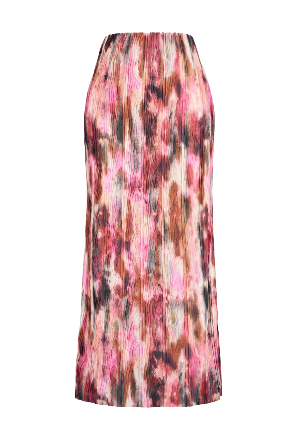 Trendyol Collection  Roter bedruckter Plissierter Maxi-Strickrock mit normaler elastischer Taille TWOSS24ET00055
