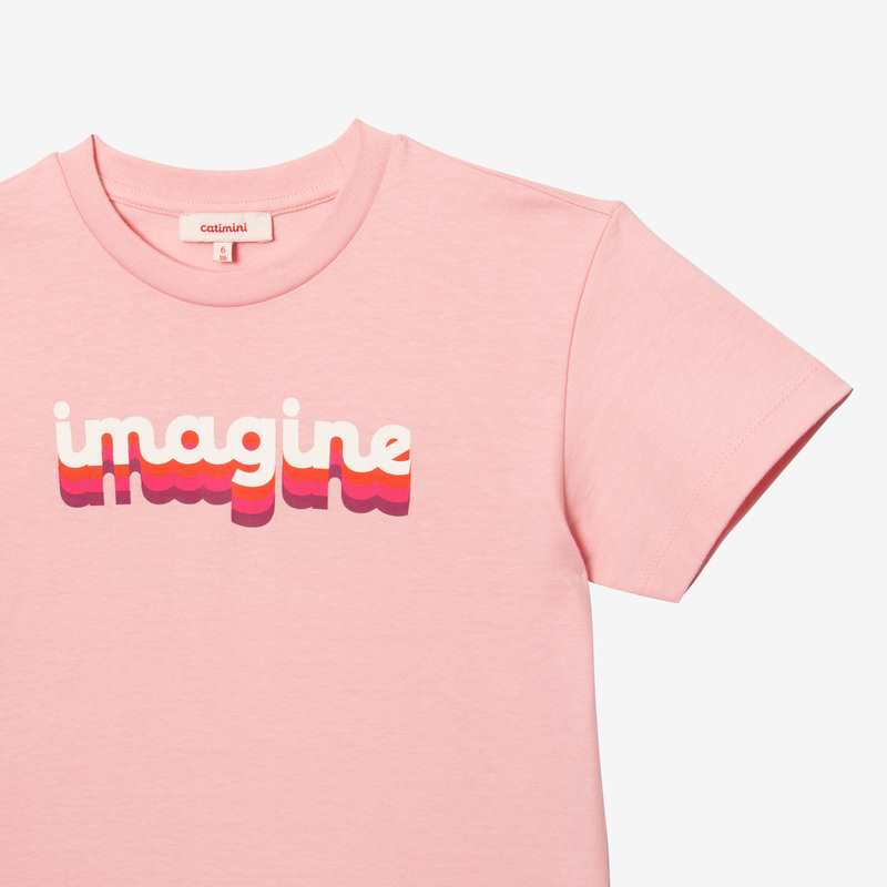 T-shirt enfant message rose en coton recyclé mixte Catimini