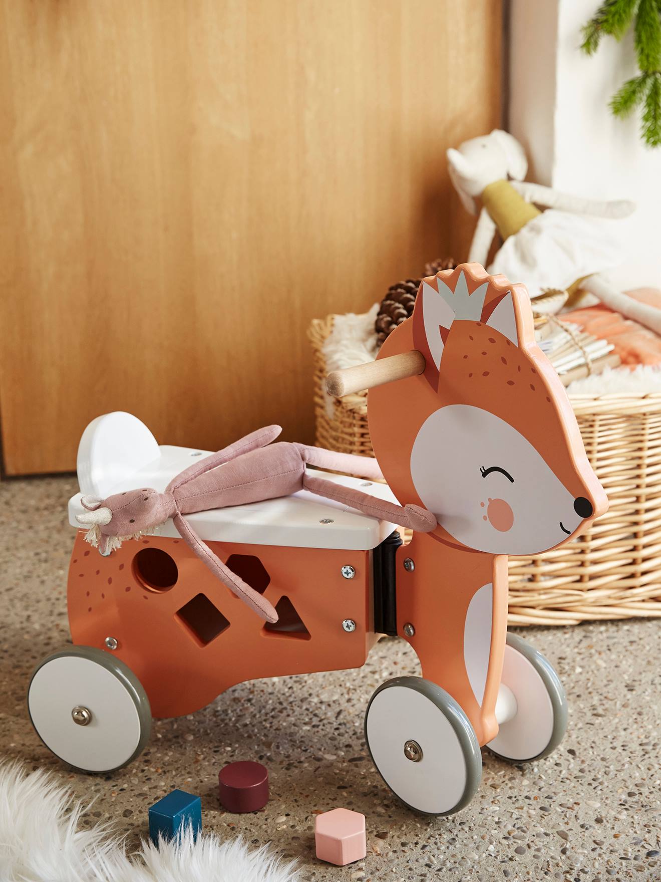 Porteur coffre renard en bois FSC® multicolore