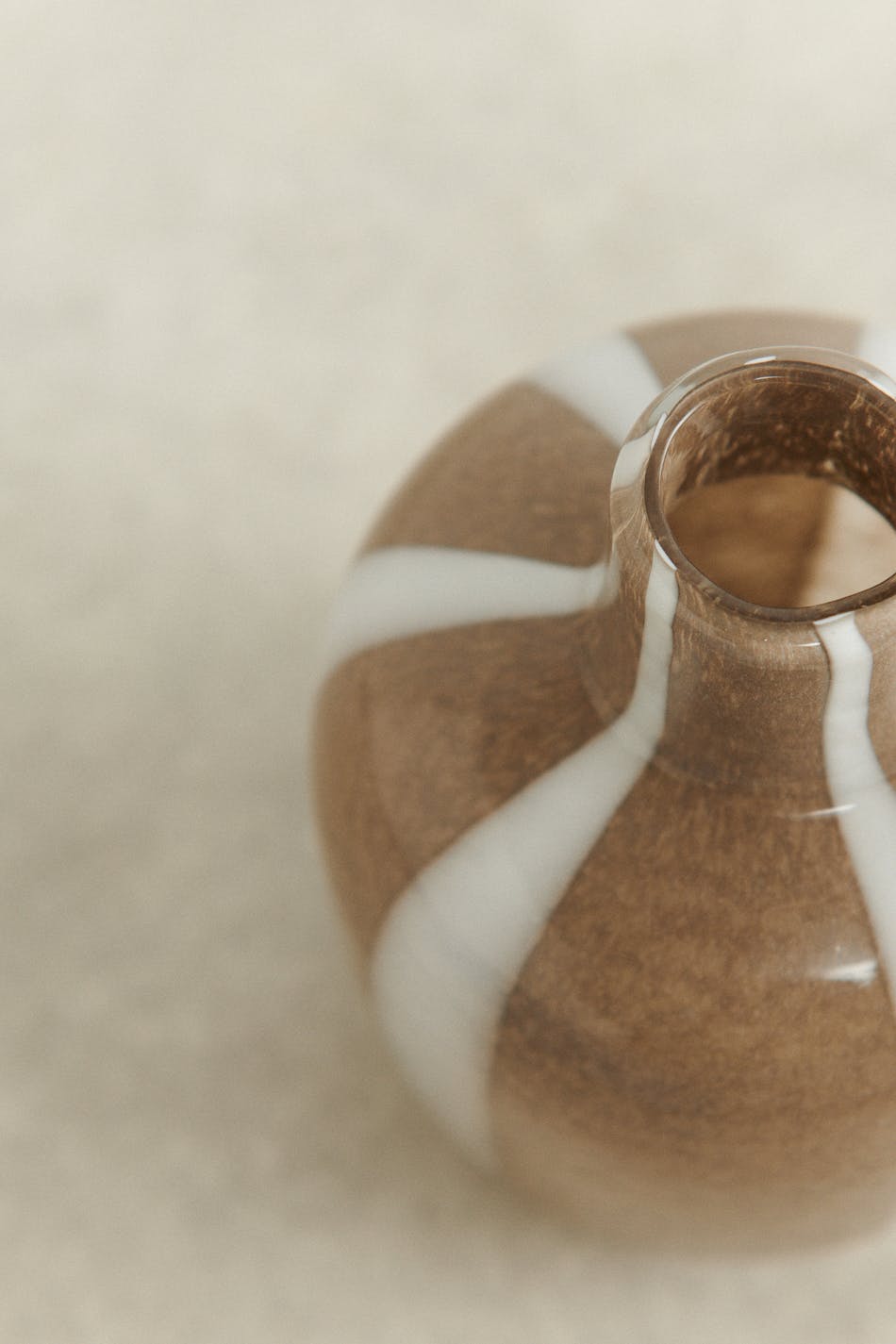 Striped low glass vase