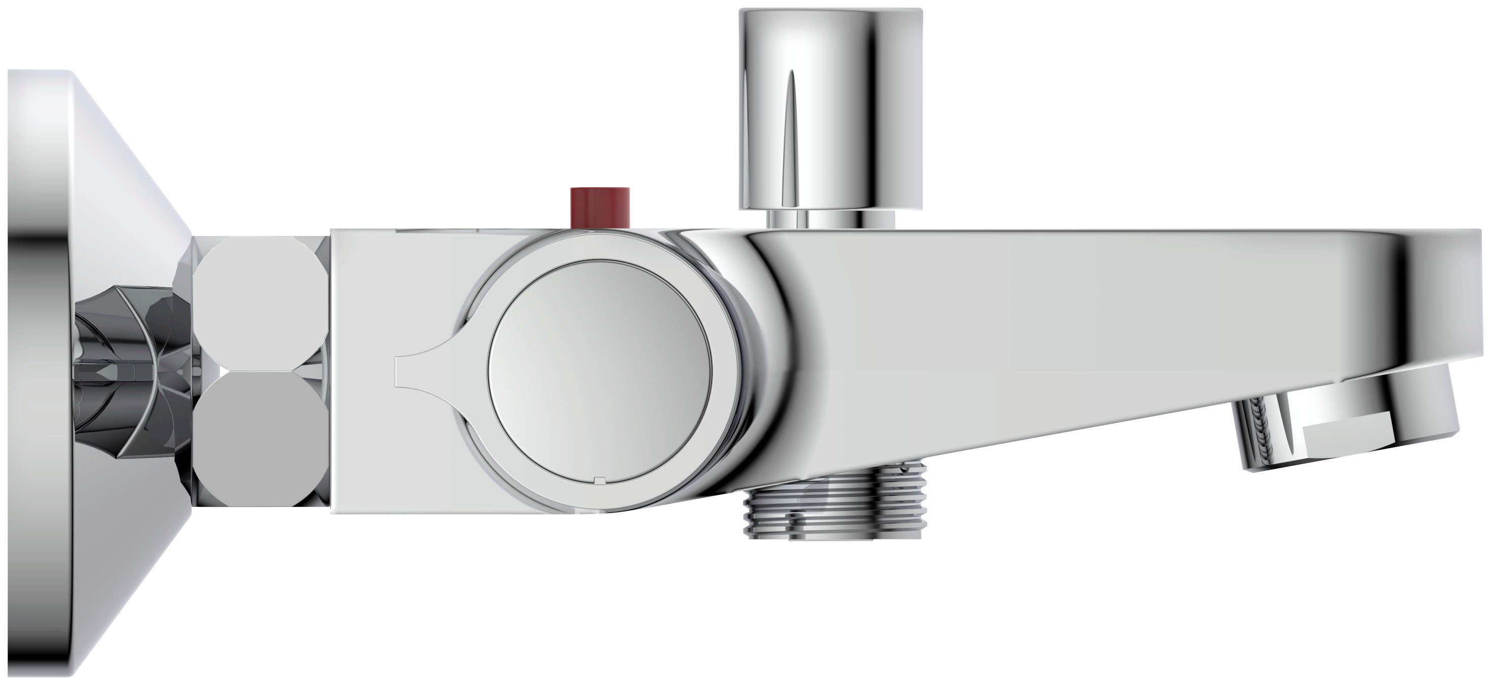welltime Wannenarmatur Trento Edelstahl, Sicherheitssperre bei 38 Grad, Anschluss 1/2 Zoll