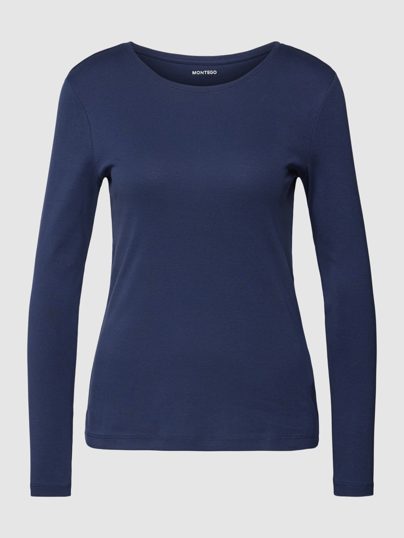 Longsleeve mit Rundhalsausschnitt in dunkelblau