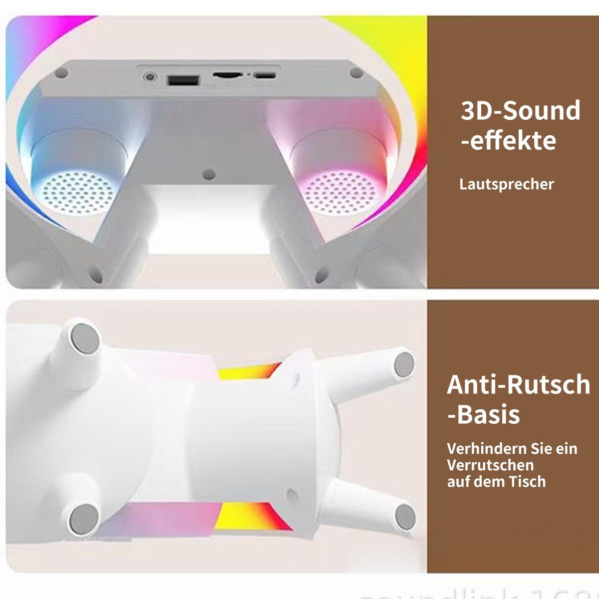 Hikeren Wecker Wecker Lautsprecher mit Umgebungslicht,Mehrere Lichteffekte Geeignet als Weihnachts- und Geburtstagsgeschenk