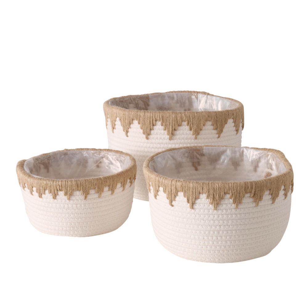 Pflanzkorb rund Bonora weiß/beige
