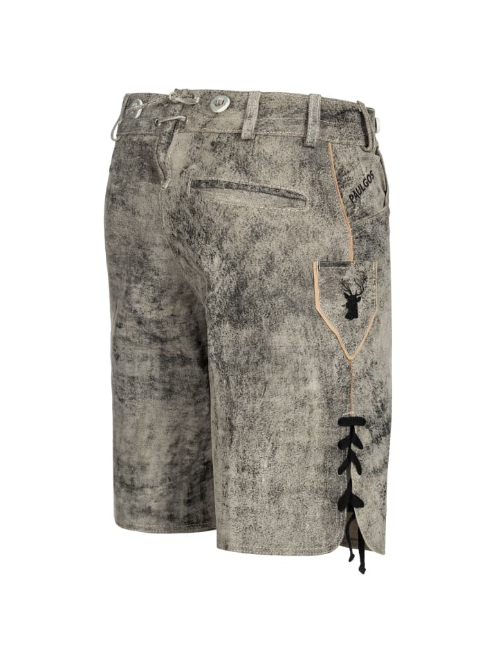 PAULGOS Lederhose Kurz Echtleder HK3 ANTIK in Mitternachtsgrau günstig kaufen